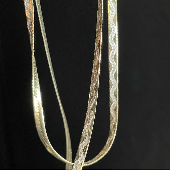 Vintage sterling silver 24” Gold Milror Italy 925 Herringbone Necklace - Picture 1 of 8